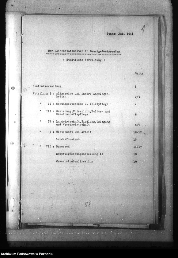 Obraz 5 z jednostki "Geschäftsverteilungsplan der Behörde des Reichsstatthalters in Danzig- Westpreussen"