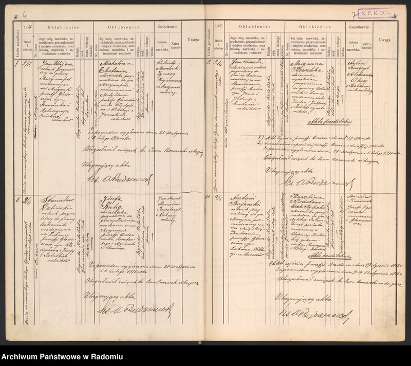 image.from.unit.number "[Duplikat Tom I Księga zaślubionych parafii Głowaczów za 1916 r.]"