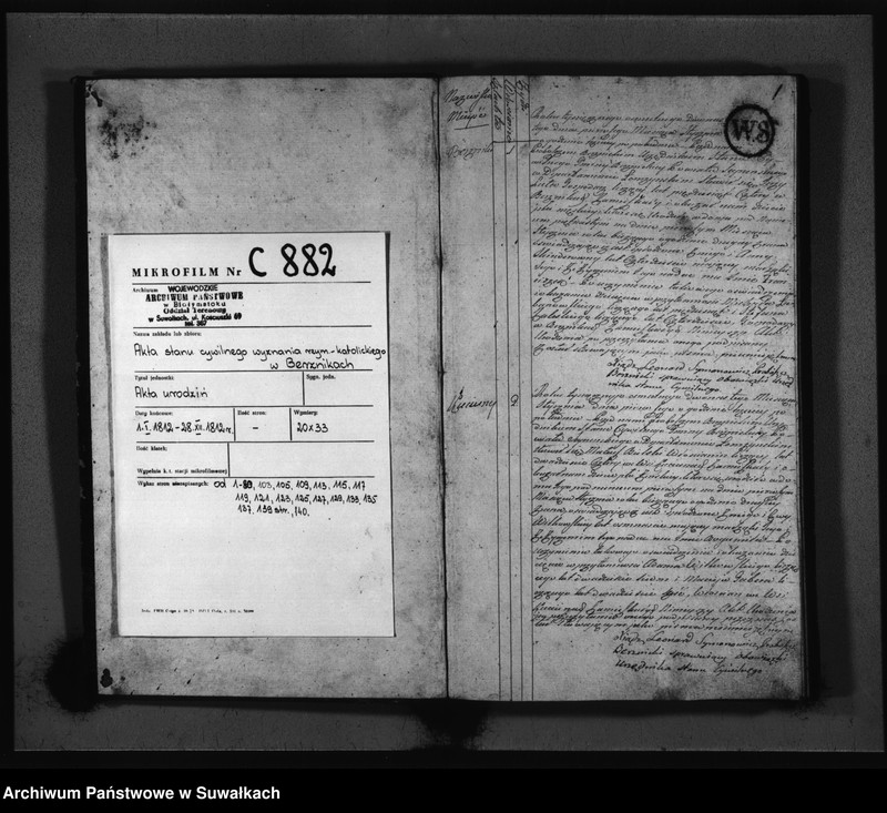 image.from.unit.number "Akta Urodzonych w Gminie Berznickiey od 1 Stycznia R-u 1812"