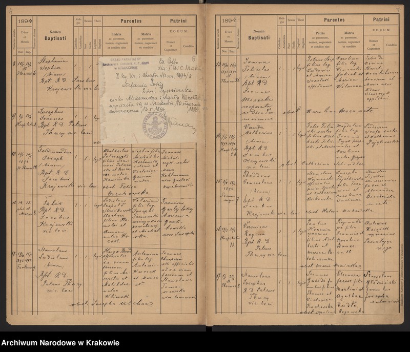 Obraz 7 z jednostki "Wtoropisy Ksiąg urodzonych par. N. P. Marii z lat 1890-1894"