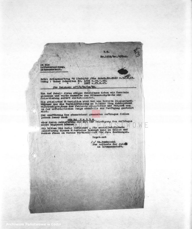 Obraz 6 z jednostki "Arbeitsressort M-P [Niemieckie zamówienia skierowane do resortów pracy, produkcja, zapotrzebowania materiałów do produkcji]"
