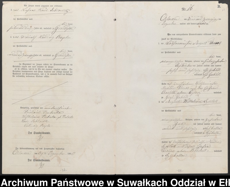 image.from.unit.number "Heiraths-Neben-Register des Preussischen Standes-Amtes Orlowen Kreis Loetzen für das Jahr 1890"