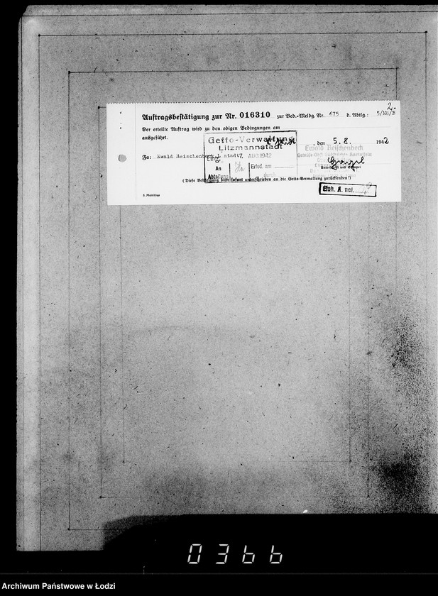 Obraz 6 z jednostki "Aufträge, [Lieferscheinen und Rechnungen] 16251-16310 [Dostawa żywności do Getta]"