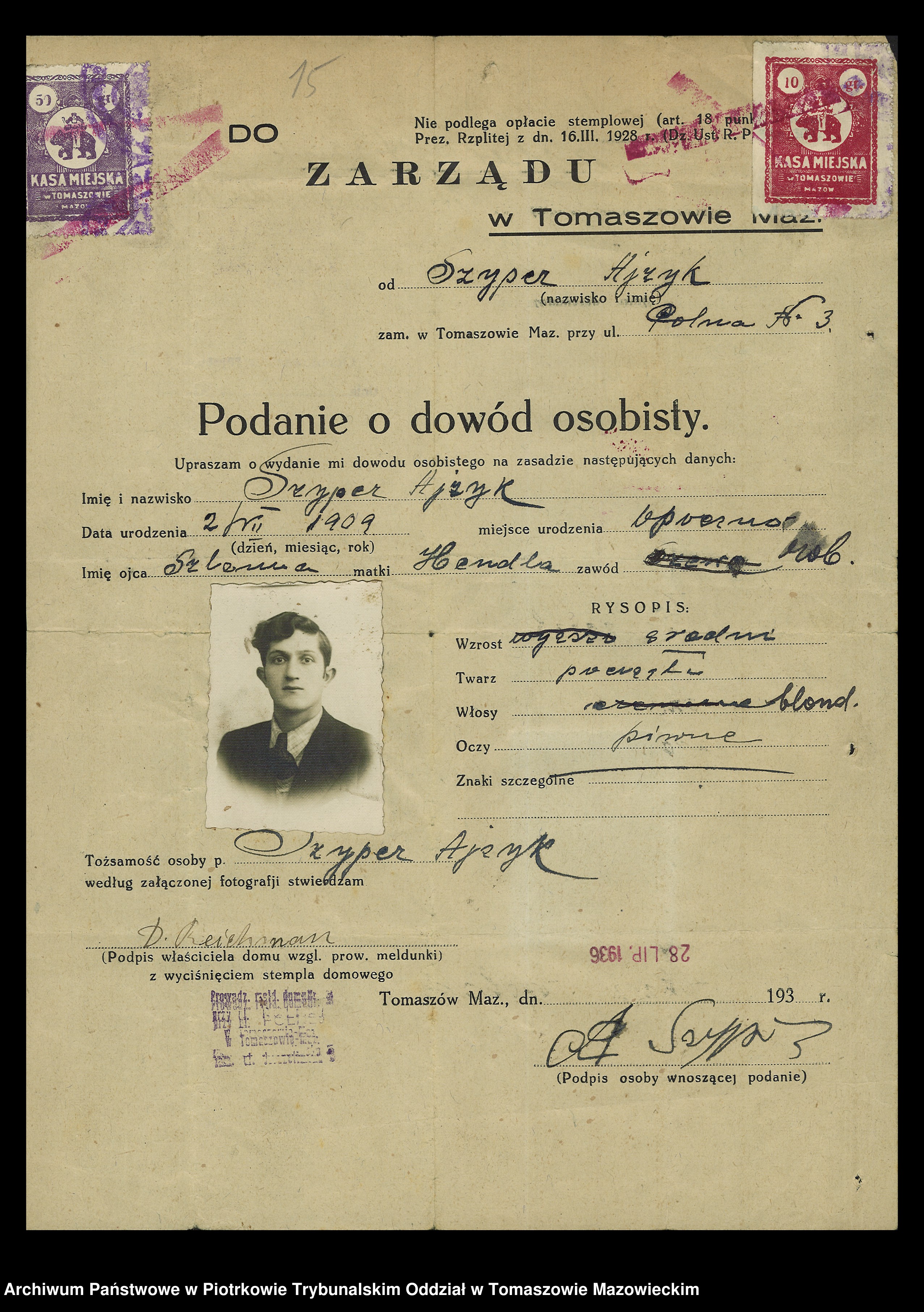 Skan z jednostki: Dowodów osobistych od nr 1101 do 1250. Tom VIII