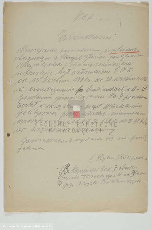 Obraz 17 z jednostki "Zaświadczenia o udziale w powstaniach śląskich, t. II"