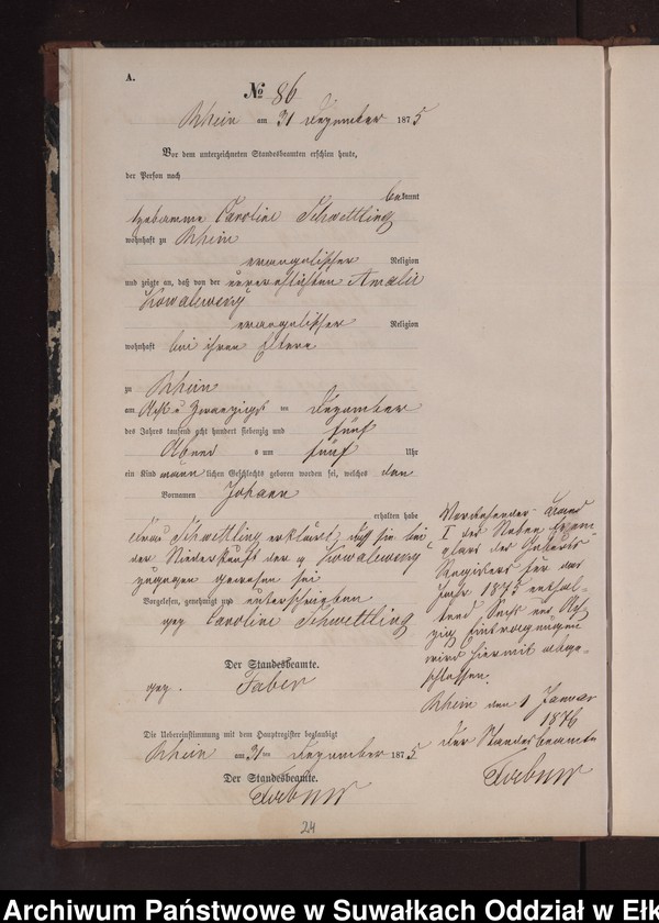 image.from.unit.number "Geburts-Neben-Register des Preussischen Standes-Amtes Rhein Kreis Lötzen"