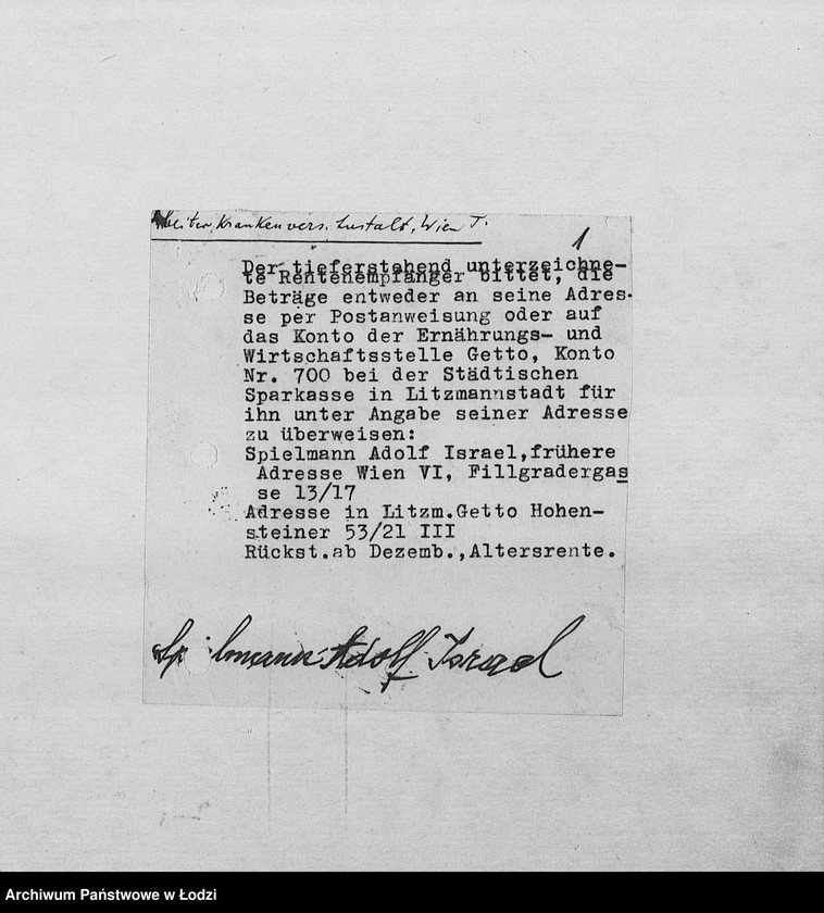 Obraz 4 z jednostki "Banken [Wykazy zagranicznych Żydów wsiedlonych do getta łódzkiego, którym należały się renty od instytucji ubezpieczeniowych oraz banków zachodnich]"