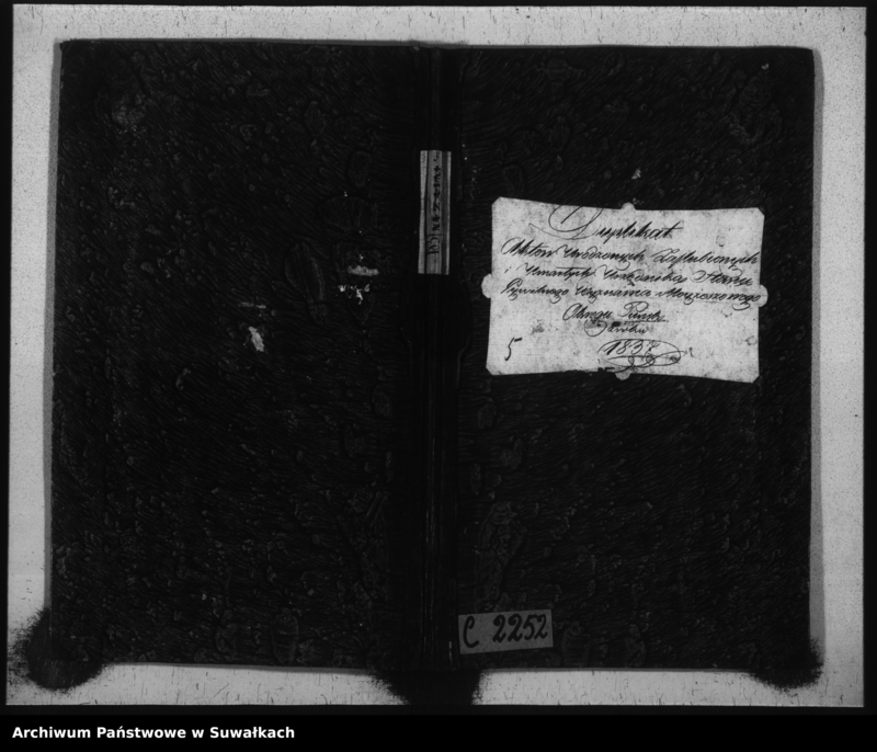 image.from.unit.number "Duplikat Aktów Urodzonych, Zaślubionych i Umarłych Urzędnika Stanu Cywilnego Wyznania Mojżeszowego Okręgu Puńsk z roku 1837."