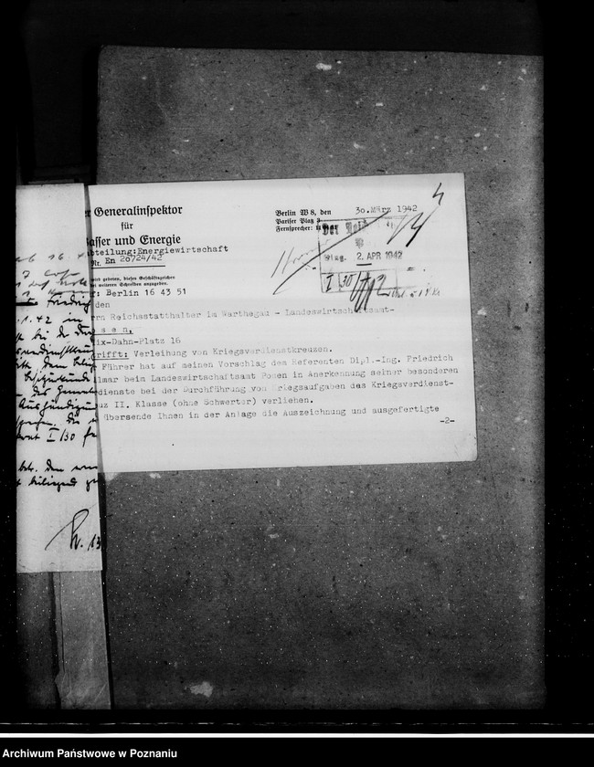 Obraz 9 z jednostki "Kriegsverdienst- Auszeichnungen- Vorschläge der Energiewirtschaft"