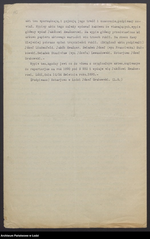 Obraz 12 z jednostki "Kwaśner i Lindenfeld - prowadzenie przędzalni zarobkowej"