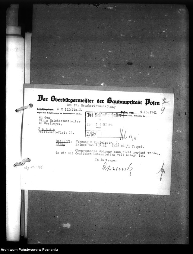 Obraz 13 z jednostki "Wohnungszuweisungen für Deutsche. Verdrängung der Polen."