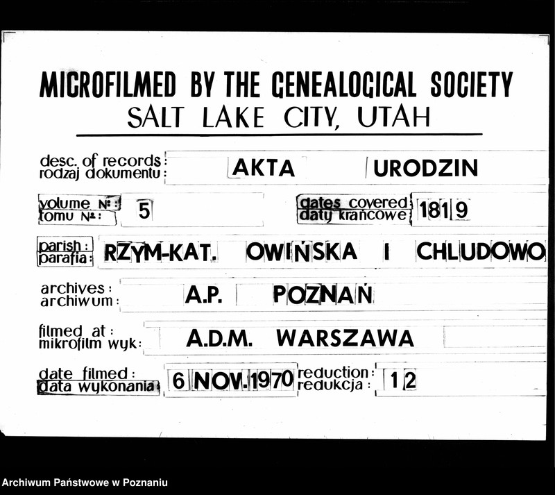 image.from.team "Akta stanu cywilnego Parafii Rzymskokatolickiej Owińska (pow. poznański)"