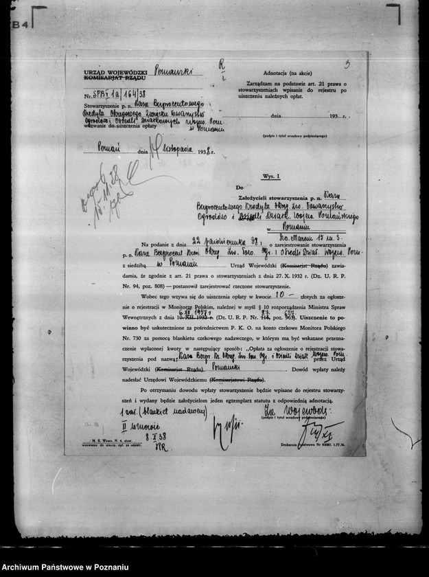 Obraz 7 z jednostki "/ Kasa Bezprocentowego Kredytu Okręgowego Związku Towarzystw Ogrodów i Osiedli Działkowych na województwo poznańskie/"