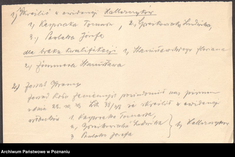 Obraz 14 z jednostki "Sprawy organizacyjno - personalne [ powiadomienie o zebraniach, sprawozdanie z zebrań. Spis bezrobotnych, zaświadczenie o przebiegu służby, programy szkoleniowe."