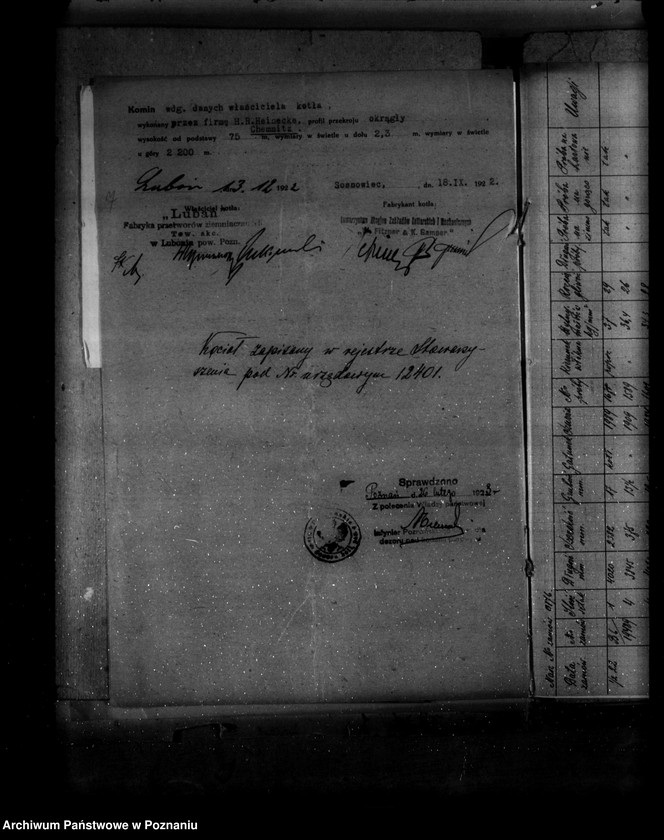 Obraz 11 z jednostki "Fabryka Przetworów Ziemniaczanych w Luboniu powiat poznański Spółka Akcyjna Nr woj. 97"