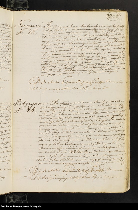 image.from.unit.number "Duplikat Aktow Stanu Cywilnego Urodzonych, Zaślubionych i Zmarłych z Parafii Janowiec z roku 1864-go"