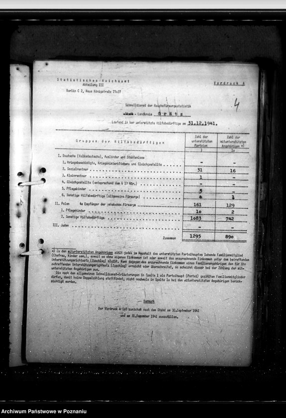 Obraz 8 z jednostki "Schnelldienst der Reichsfürsorgestatistik Regierungsbezirk Posen"