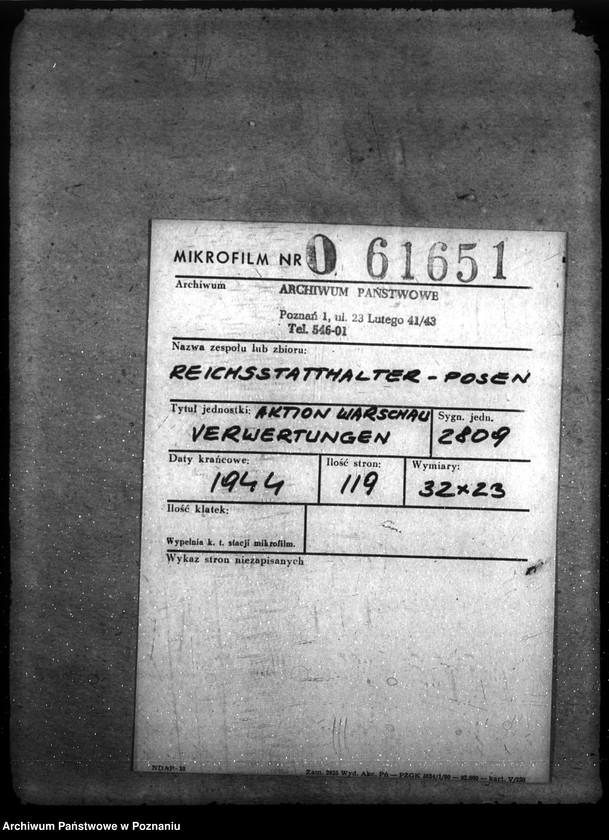 Obraz 2 z jednostki "Aktion Warschau. Verwertungen"