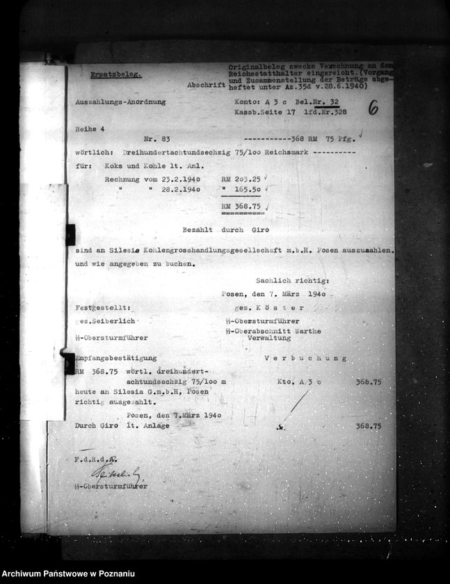 Obraz 10 z jednostki "Errichtung eines Selbstschutzes im Warthegau- Vorschuss"