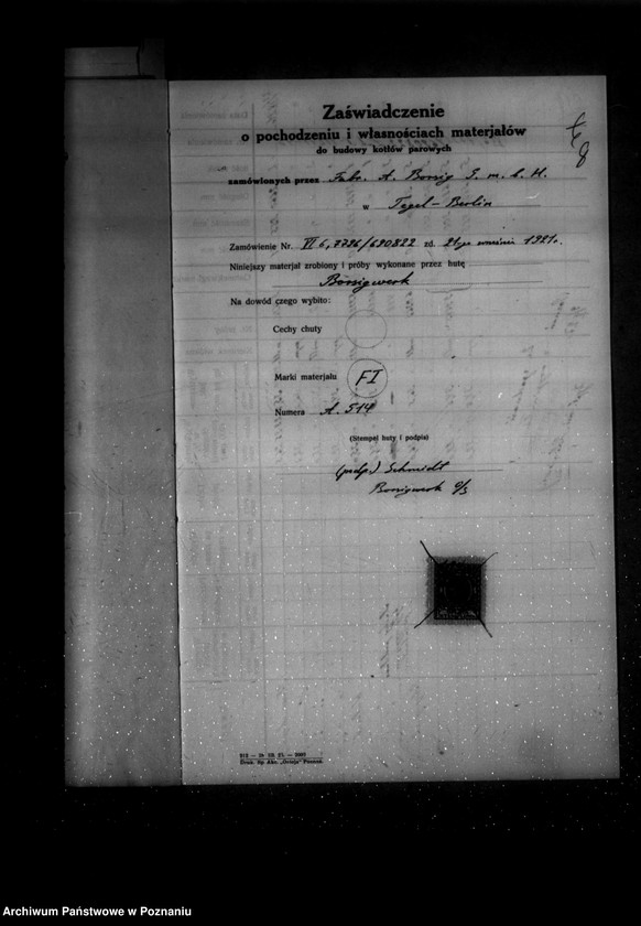 Obraz 12 z jednostki "Chemiczna Fabryka- Towarzystwo Akcyjne Dr R. Maya nr woj 5495 Luboń powiat poznański"