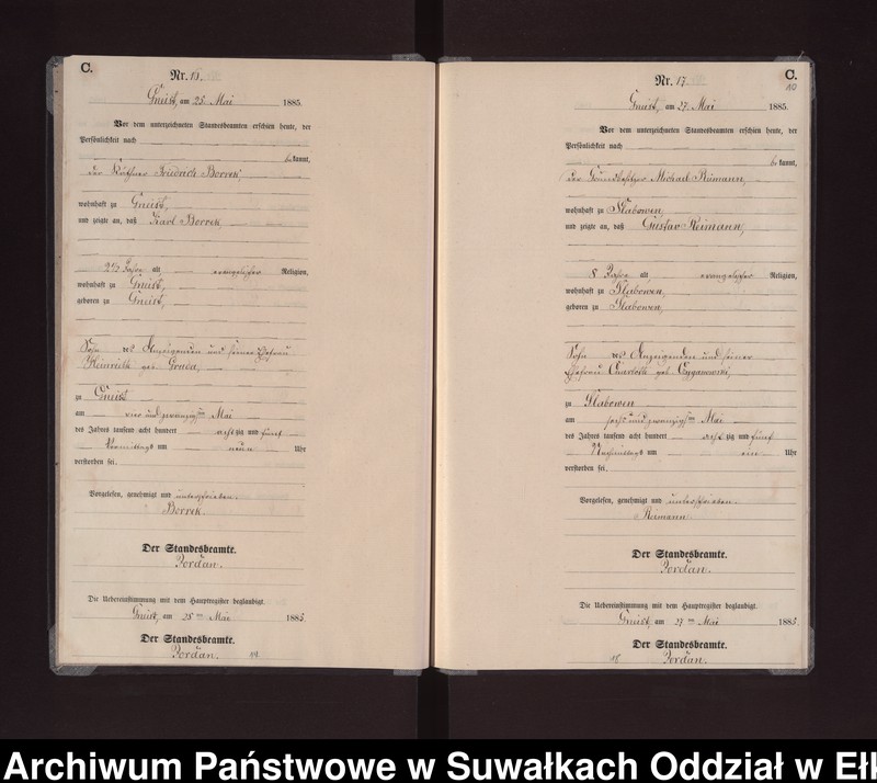 image.from.unit.number "Sterbe-Neben-Register des Königlichen Preussischen Standes-Amtes Gneist Kreis Loetzen"