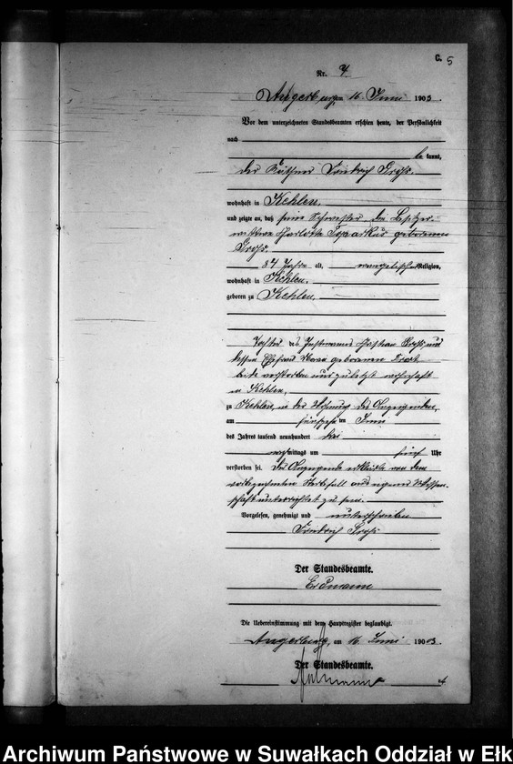 image.from.unit.number "Sterbe-Neben-Register des Preussischen Standes-Amtes Kehlen Kreis Angerburg"