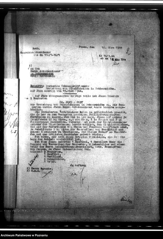 Obraz 6 z jednostki "Bau von Behelfsheimen in Dobberschütz (Dobrzyca). Baracken"