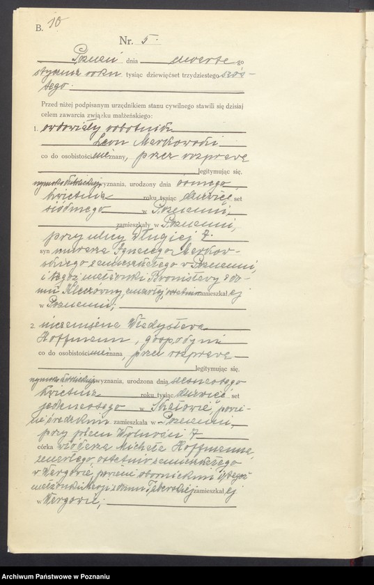 Obraz 11 z jednostki "Księga miejscowa małżeństw tom I [Rejestr główny małżeństw]"