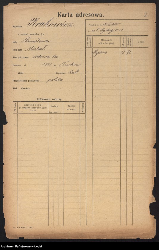 Obraz 4 z jednostki "[Spis ludności Łodzi] Krakowicz - Krasiejko"