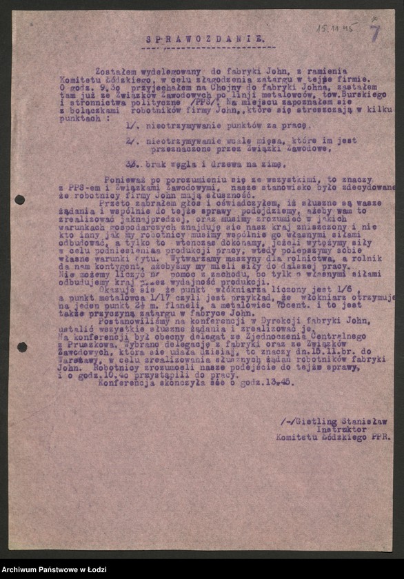 Obraz 8 z jednostki "Sprawozdania ze strajków według zakładów"