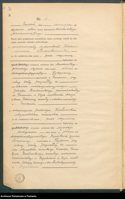 Obraz 4 z jednostki "Księga miejscowa małżeństw tom I [Rejestr główny małżeństw]"