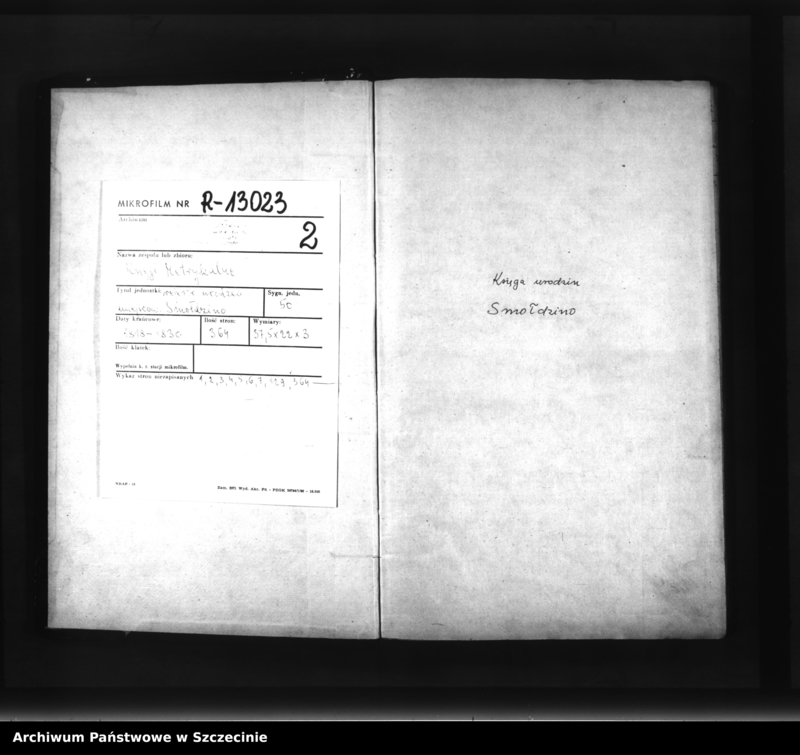 image.from.unit.number "Verzichniss der Geborenen in der Pfarre Schmolsin (Smołdzino, słup.) von ersten Januar Eintausend Achthundert und achtzehn (sic!)."