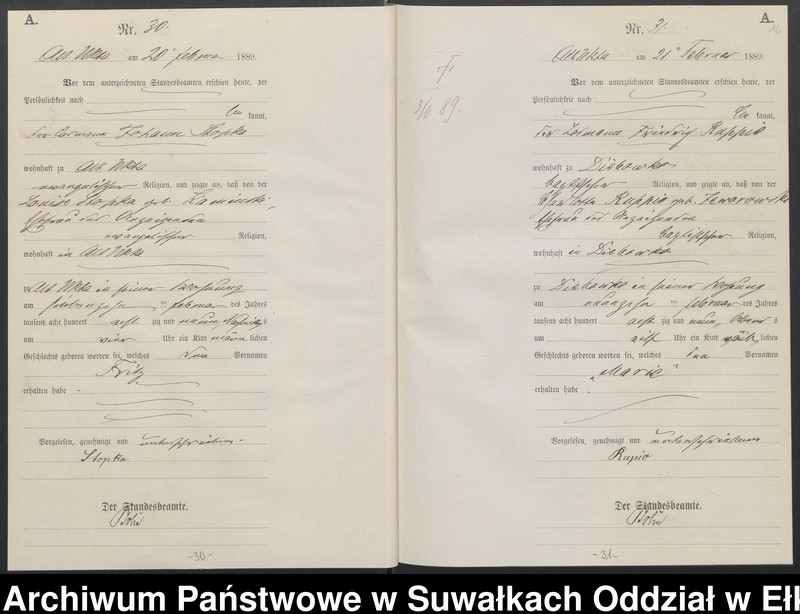 image.from.unit.number "[Geburts-Haupt-Register des Königlichen Preussischen Standes-Amtes Ukta Kreis Sensburg]"
