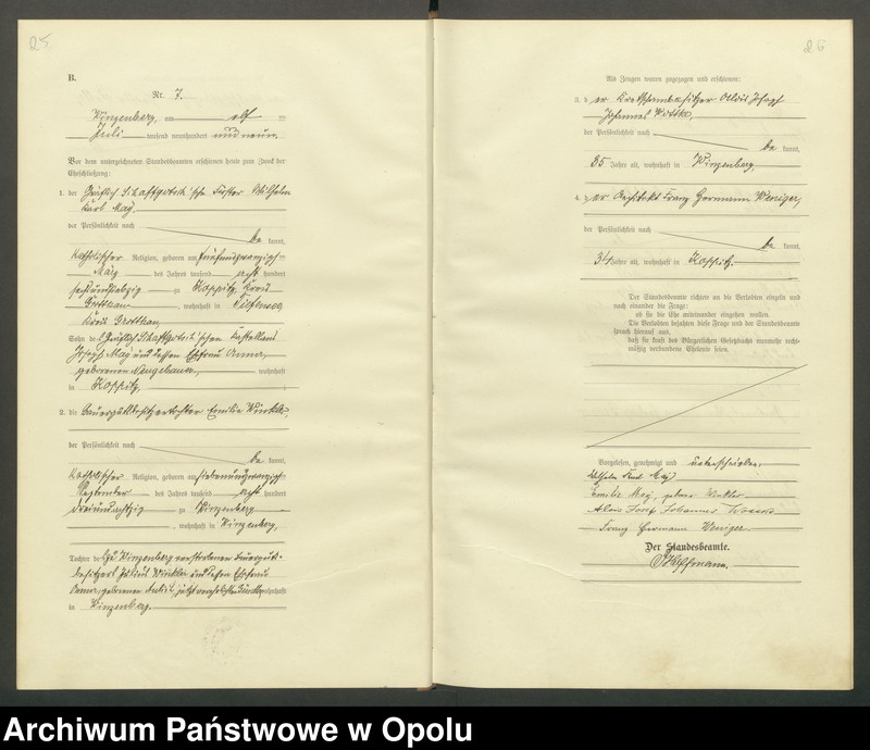 image.from.unit.number "Heirats-Register (Haupt-Register) Standesamt Winzenberg 1908 vol. 1 No. 1 bis 1912 No. 4."