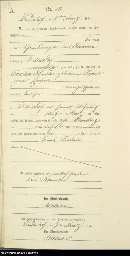 image.from.unit.number "Geburts-Neben-Register Nr 1 - 24 /Fragment księgi/"