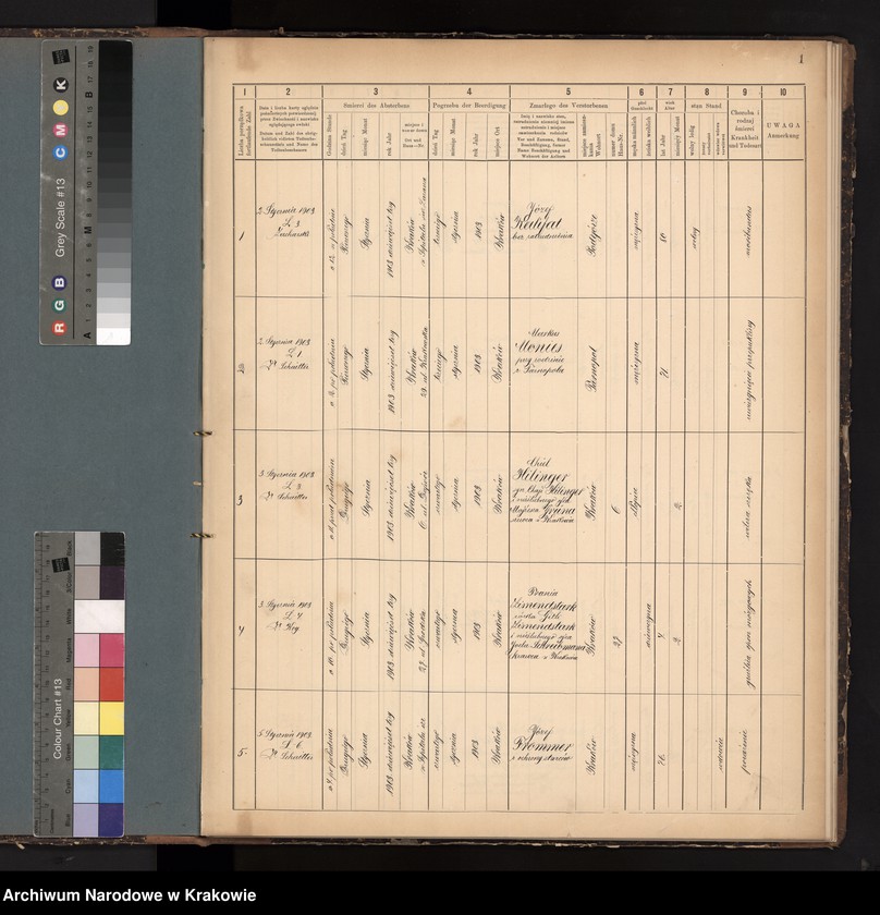 image.from.unit.number "Księga obejmująca wpisy wypadków śmierci Izraelitów w okręgu metrykalnym Krakowskim na rok 1903"