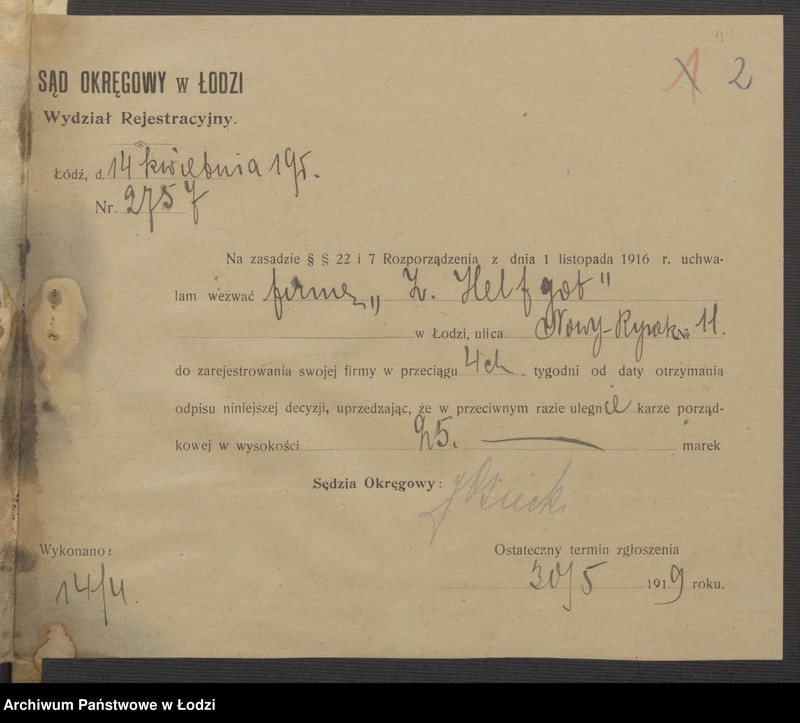 Obraz 4 z jednostki "Zelig Helfgott- sprzedaż towarów manufakturowych"