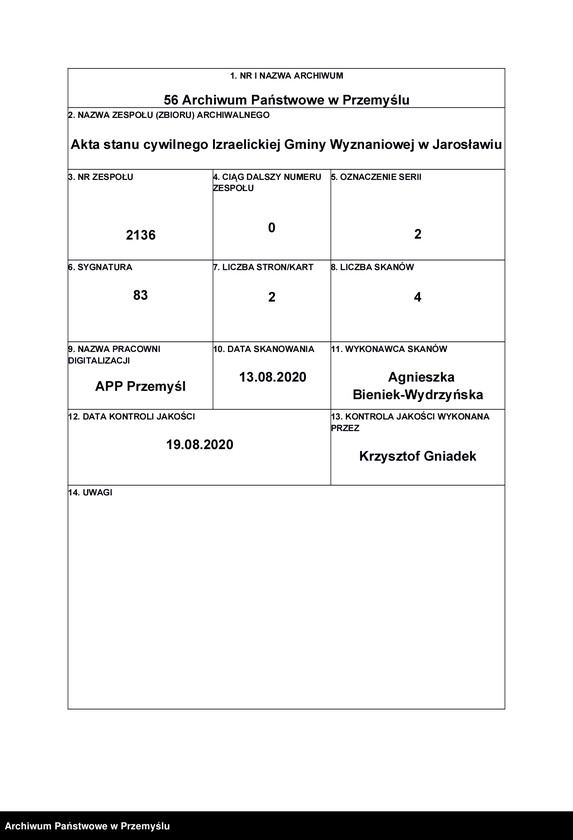 image.from.unit.number "Index zur Trauungmatrik des Jaroslauer Matrikelbezirkes pro 1885"