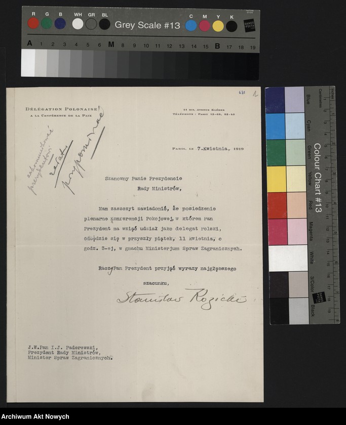 image.from.unit.number "Konferencja Pokojowa. Zawiadomienia o posiedzeniach i porządkach obrad, protokoły z posiedzeń. Korespondencja"