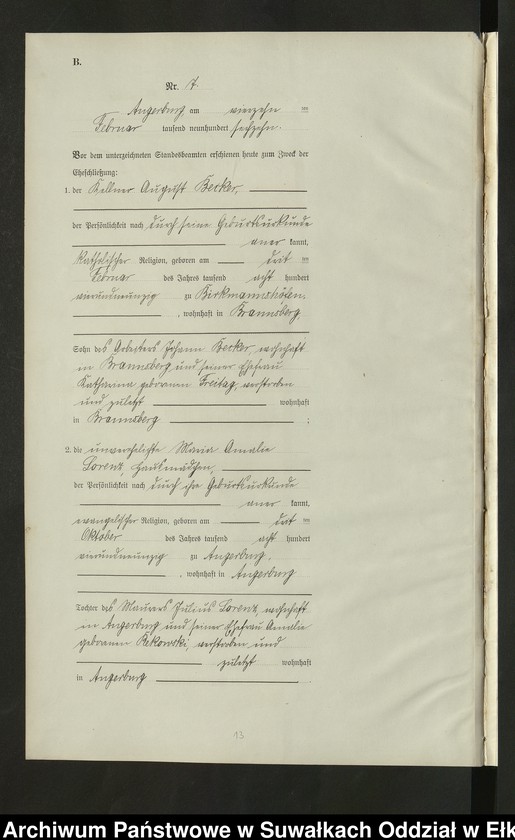 image.from.unit.number "[Heirats = Register (Neben = Register) Standesamt Angerburg einschl. der Bezirke Prinowen, Gr. Strengeln und Kehlen Kreis Angerburg]"