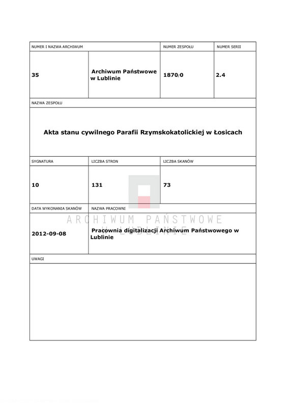 Obraz 2 z jednostki "Księga urodzeń, małżeństw i zgonów"