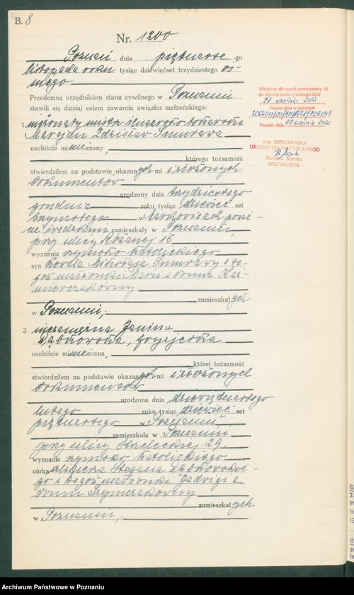 Obraz 10 z jednostki "Księga miejscowa małżeństw tom V [Rejestr główny małżeństw]"