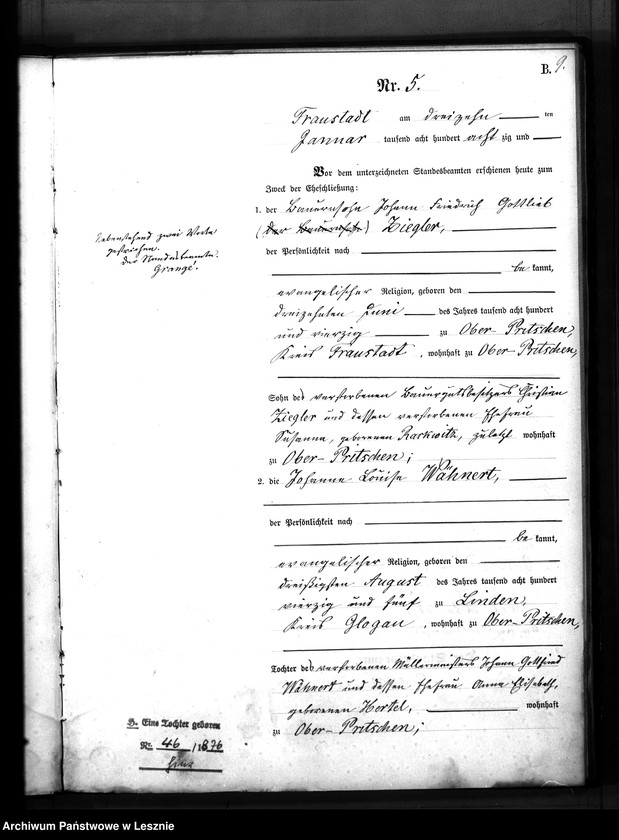 Obraz 12 z jednostki "[Księga małżeństw - Wschowa północ]"