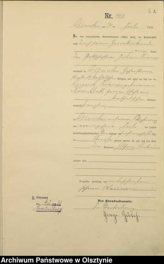 image.from.unit.number "Geburts-Haupt-Register Tom II,Nr 400 - 765"