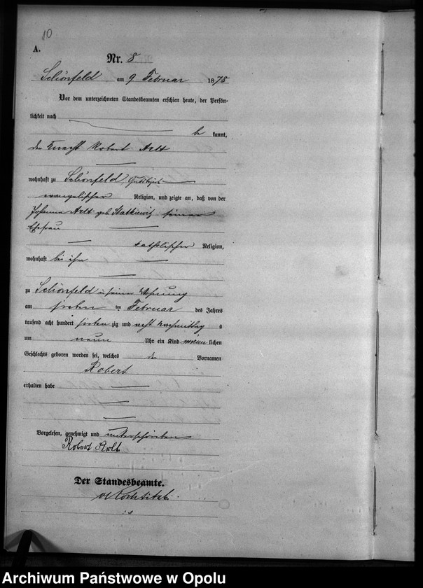 Obraz 11 z jednostki "Geburts-Haupt-Register Standesamts Schönfeld pro 1878"