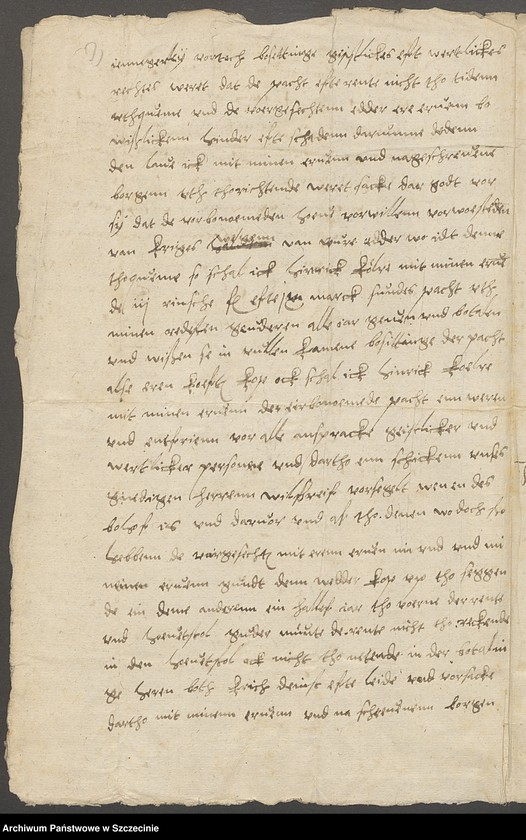 image.from.unit.number "Verkaufsbrief des Hinrich Koeller zu Kantreck [Łoźnica] an die Witwe des Bernd Plossen über Pachtgelder zu Schwanteshagen [Świętoszewo]."