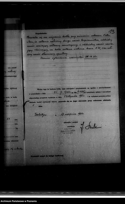 Obraz 18 z jednostki "Browar parowy w Wolsztynie nr woj. kotła 5285"