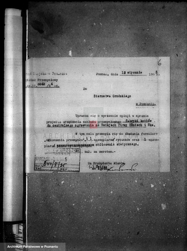 Obraz 10 z jednostki "Zatwierdzenie zakładu przemysłowego /fabr. cieplarń/ Firma Höntsch w Poznaniu"