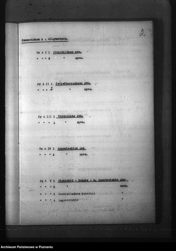 Obraz 6 z jednostki "Aktenplan der - Preisbildungsstelle"