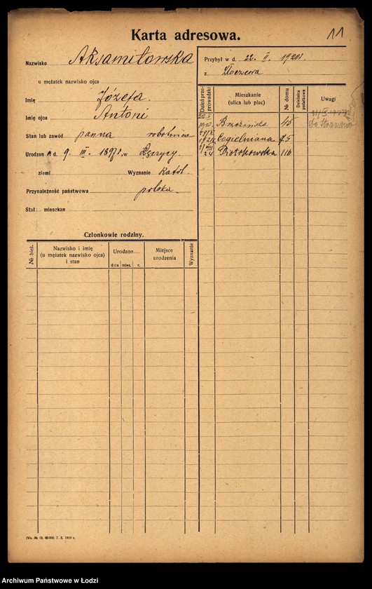 Obraz 13 z jednostki "[Spis ludności Łodzi] Akimow - Alperin"